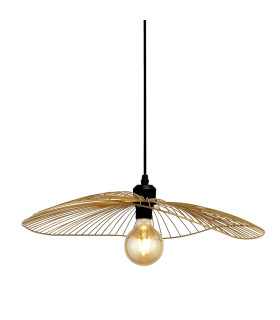 Wave Celling Pendant Convertible to Flush Light Ceiling Light - Black & Gold Metal-1