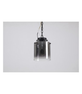 Sweden 1 Light Flush Light Ceiling Light - Matt Black & Smoked Glass-2