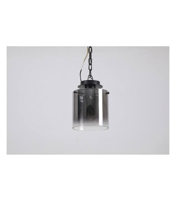 Sweden 1 Light Flush Light Ceiling Light - Matt Black & Smoked Glass-2