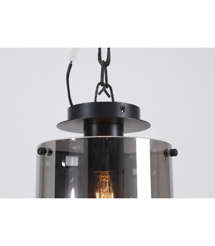 Sweden 1 Light Flush Light Ceiling Light - Matt Black & Smoked Glass-3