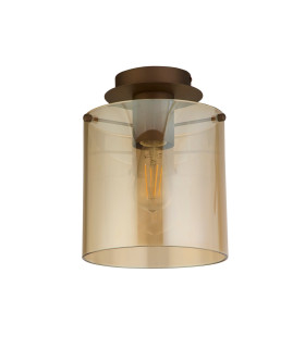 Sweden 1 Light Flush Light Ceiling Light - Mocha Metal & Amber Glass-2