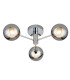 Oscar 3 Light Flush Light Ceiling Light - Chrome Metal & Smoked Glass