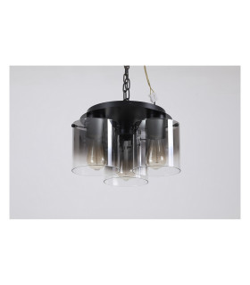 Sweden 3 Light Flush Light Ceiling Light - Matt Black & Smoked Glass-2