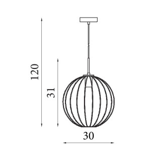 Rondo Spherical Wire Celling Pendant Black Metal