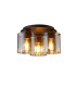 Sweden 3 Light Flush Light Ceiling Light - Mocha Metal & Amber Glass-1