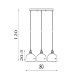Odeon 3 Light Bar Celling Pendant Grey Metal & Glass