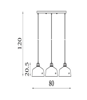 Odeon 3 Light Bar Celling Pendant Grey Metal & Glass