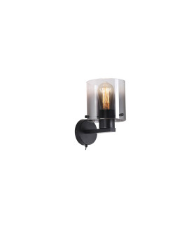 Sweden 1 Light Wall Lamp Matt Black & Smoked Glass-1