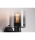 Sweden 1 Light Wall Lamp Matt Black & Smoked Glass-3