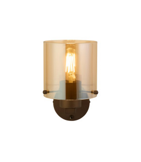 Sweden 1 Light Wall Lamp Mocha Metal & Amber Glass-1