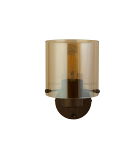 Sweden 1 Light Wall Lamp Mocha Metal & Amber Glass-2