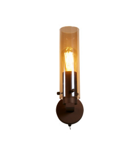 Sweden II 1 Light Wall Lamp Mocha Metal & Amber Glass-1