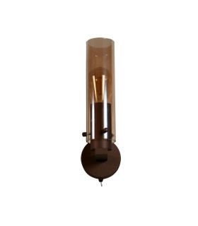Sweden II 1 Light Wall Lamp Mocha Metal & Amber Glass-2