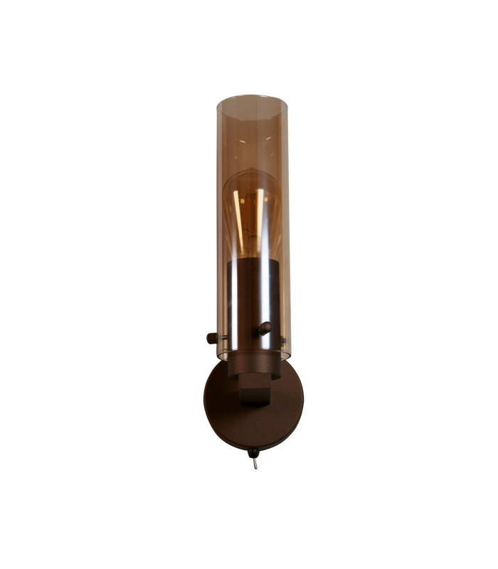 Sweden II 1 Light Wall Lamp Mocha Metal & Amber Glass-2