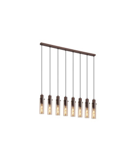 Sweden II 8 Light Bar Celling Pendant Mocha Metal & Amber Glass-1