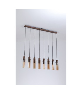 Sweden II 8 Light Bar Celling Pendant Mocha Metal & Amber Glass-2