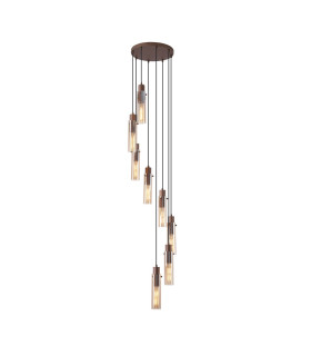 Sweden II 8 Light Cluster Light Drop Mocha Metal & Amber Glass-1