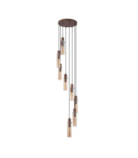Sweden II 8 Light Cluster Light Drop Mocha Metal & Amber Glass-2
