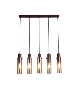 Sweden II 5 Light Bar Celling Pendant Mocha Metal & Amber Glass-1