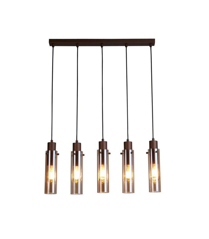 Sweden II 5 Light Bar Celling Pendant Mocha Metal & Amber Glass-1