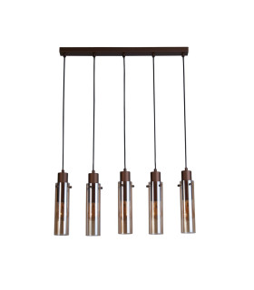Sweden II 5 Light Bar Celling Pendant Mocha Metal & Amber Glass-2
