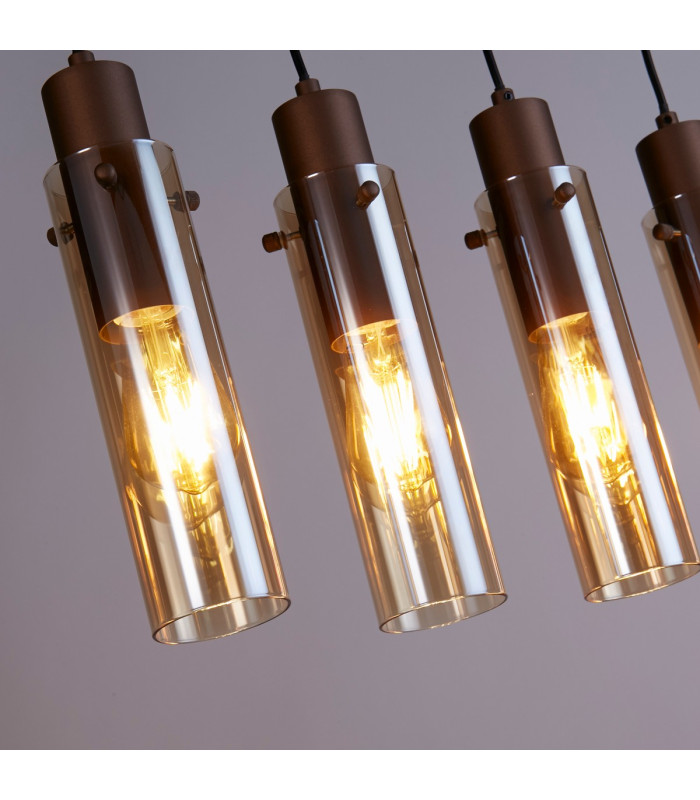Sweden II 5 Light Bar Celling Pendant Mocha Metal & Amber Glass-3