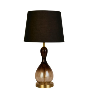 Marakesh 1 Light Table Lamp Satin Brass Metal Black Ombre Glass-1
