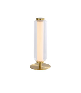 Mod LED Table Lamp Satin Brass Metal Opal Acrylic & Clear-1