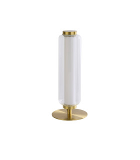 Mod LED Table Lamp Satin Brass Metal Opal Acrylic & Clear-2