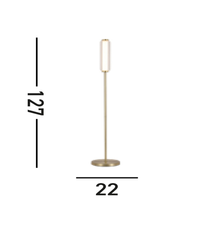 Mod LED Floor Lamp Satin Brass Metal Opal Acrylic & Clear-4