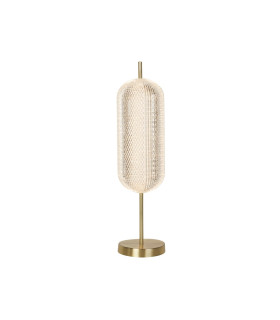 Capsule LED Table Lamp Satin Brass Metal and Acrylic Shade-1