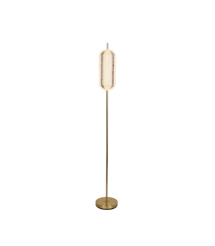 Capsule LED Floor Lamp Satin Brass Metal and Acrylic Shade-1
