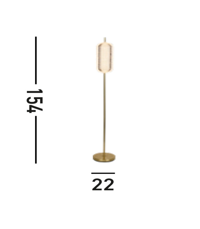 Capsule LED Floor Lamp Satin Brass Metal and Acrylic Shade-4