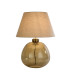 Zenith 1 Light Table Lamp Green Glass with Natural Linen Shade-1