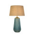 Cameo 1 Light Table Lamp Blue Glass with Natural Linen Shade-1