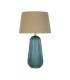 Cameo 1 Light Table Lamp Blue Glass with Natural Linen Shade-2
