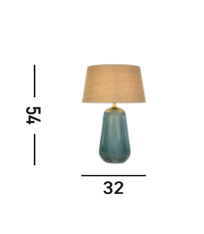 Cameo 1 Light Table Lamp Blue Glass with Natural Linen Shade-4