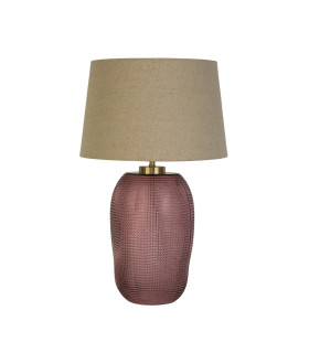 Amethyst 1 Light Table Lamp Pink Glass with Natural Linen Shade-2