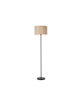 Meadow 1 Light Floor Lamp Natural Grass Shade and Black Metal-1
