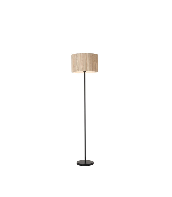 Meadow 1 Light Floor Lamp Natural Grass Shade and Black Metal-1