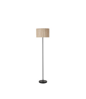 Meadow 1 Light Floor Lamp Natural Grass Shade and Black Metal-2