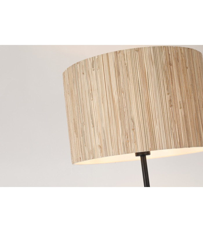 Meadow 1 Light Floor Lamp Natural Grass Shade and Black Metal-3
