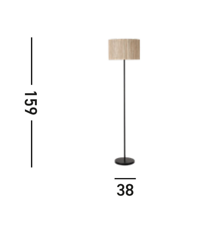 Meadow 1 Light Floor Lamp Natural Grass Shade and Black Metal-4