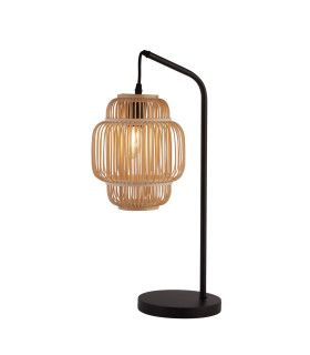 Java Table Lamp Black with Bamboo Frame Shade