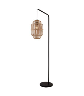 Java Floor Lamp Black with Bamboo Frame Shade