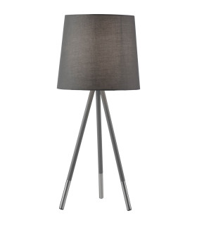 Rio Table Lamp Satin Silver & Grey Metal & Grey Shade