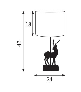 Deer Table Lamp Silver Resin & Grey Fabric Shade