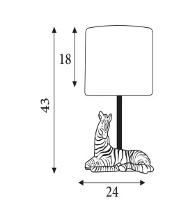 Zebra Table Lamp Silver Resin & Grey Fabric Shade