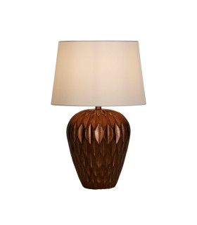 Rosetta 1 Light Table Lamp Bronze Resin and White Linen Shade-1