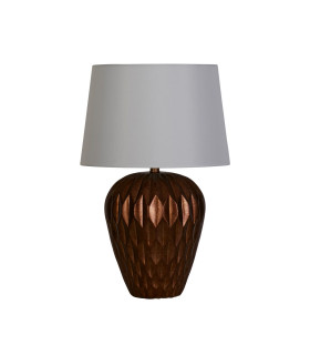 Rosetta 1 Light Table Lamp Bronze Resin and White Linen Shade-2